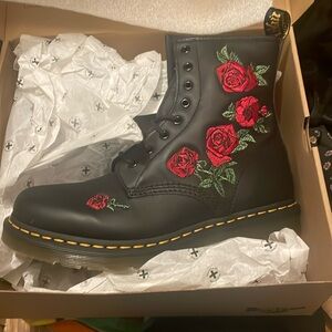 Dr. Martens black boots with roses size 10
